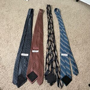 Bundle of 4 Patterned Men’s Neck Tie 100% Silk Business Career Wear